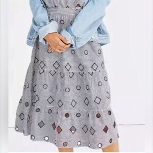 Madewell Blue White Striped Tiered Skirt Embroidered Detail - Size XXS